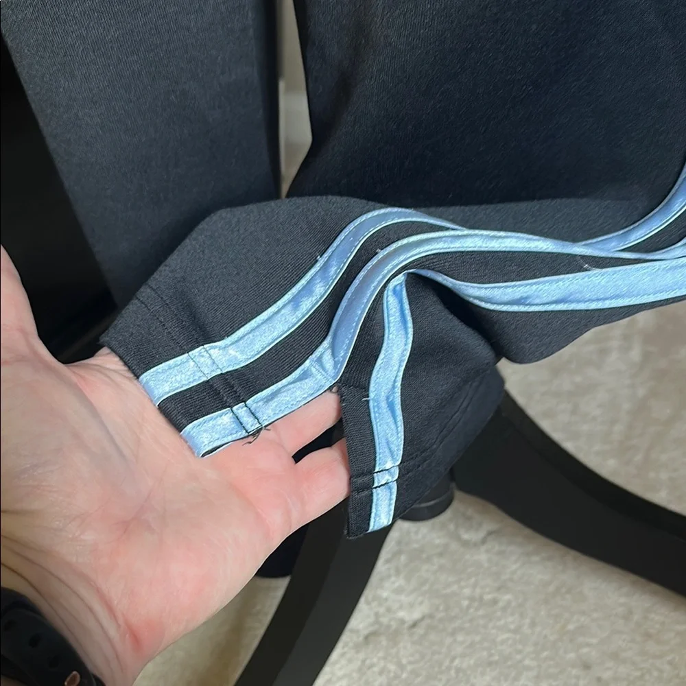 Adidas Black Track Pants with Light Blue Stripes/ Back Pocket - Picture 4 of 14
